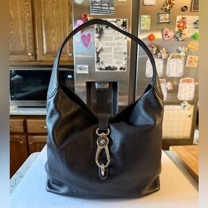 Dooney Bourke Belvedere Black Leather Logo Lock Hobo Shoulderbag
